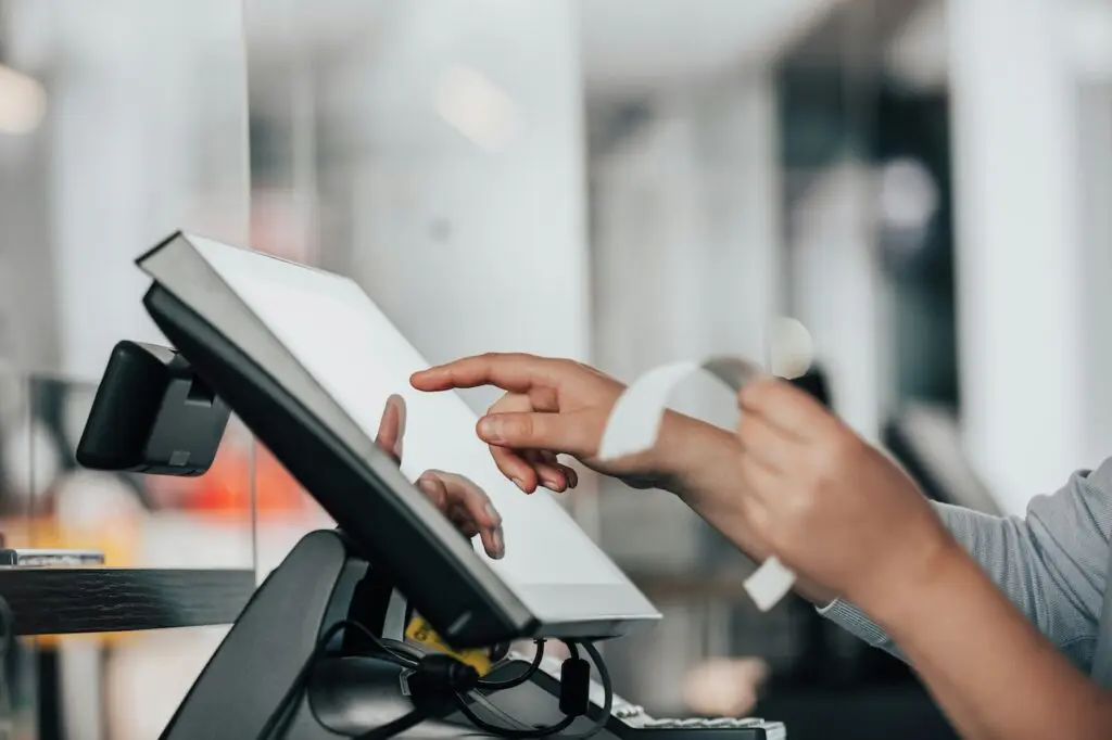 Checking receipt with point of sale computer