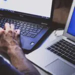 tech support working on remote computer