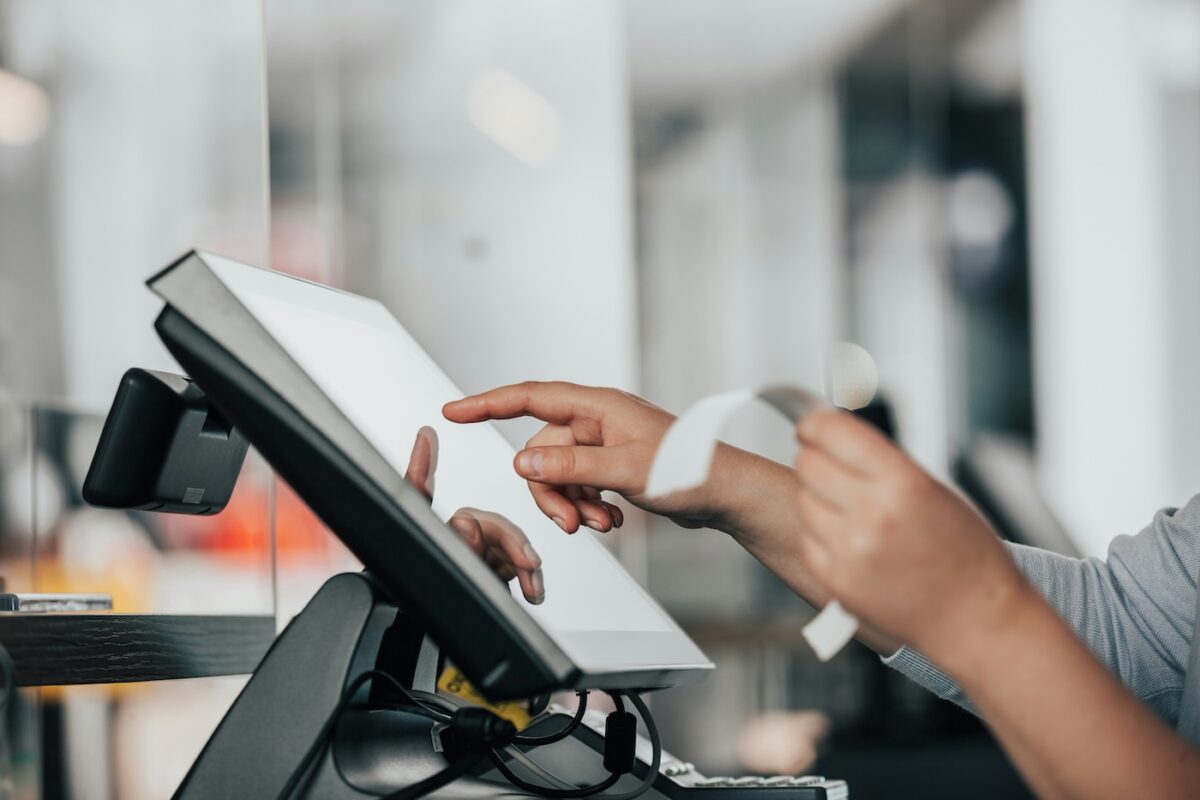 Checking receipt with point of sale computer